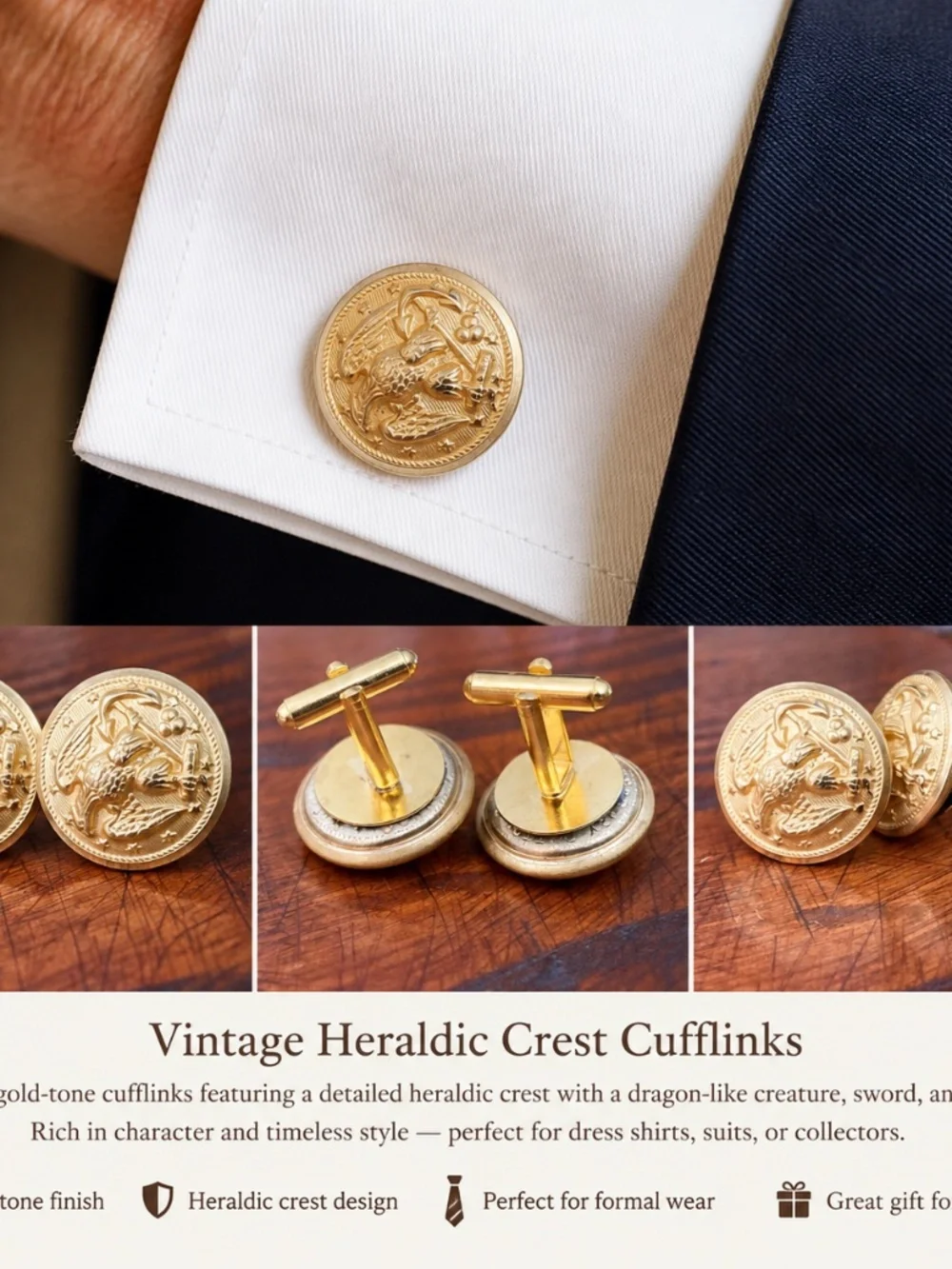 Vintage U.S. Navy Eagle Anchor Scovill Cufflinks – Rolled Gold Handmade